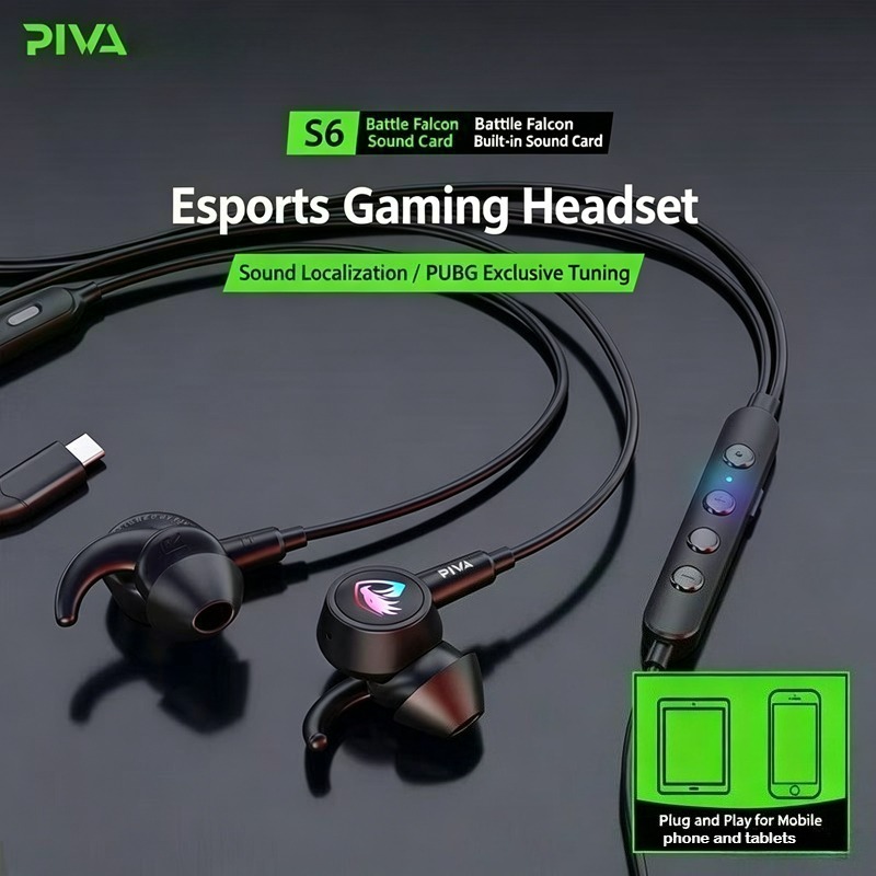 Wired Earphone Lightning - PIVA S6 Wired Gaming Earphones with