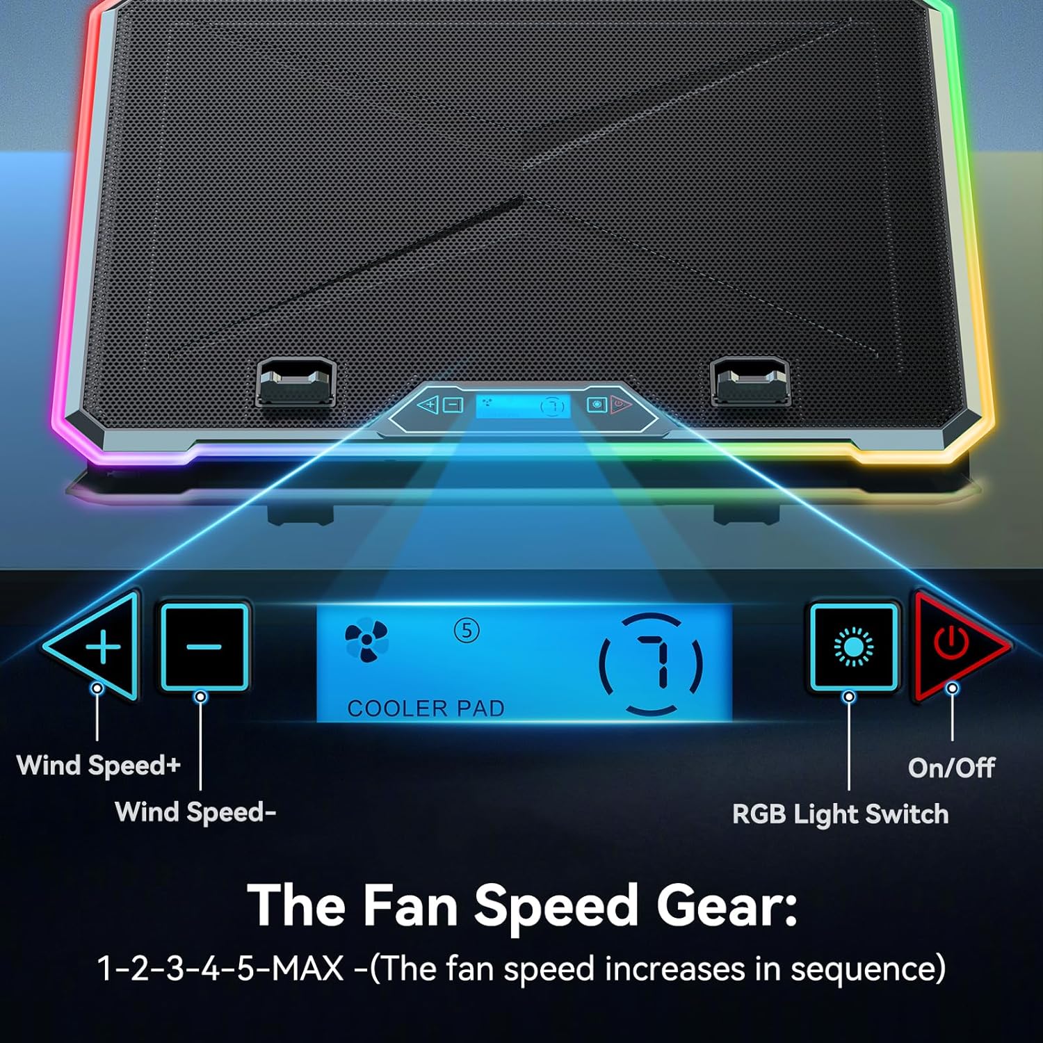 RGB Laptop Cooling Pad Gaming  - огляд і ціна Cooling Stand Tablet