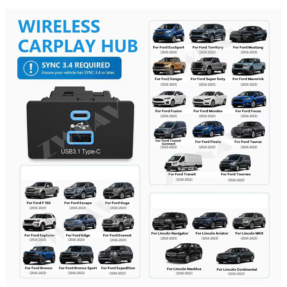 Wireless CarPlay Android Auto  - огляд і ціна Usb Hub Type C