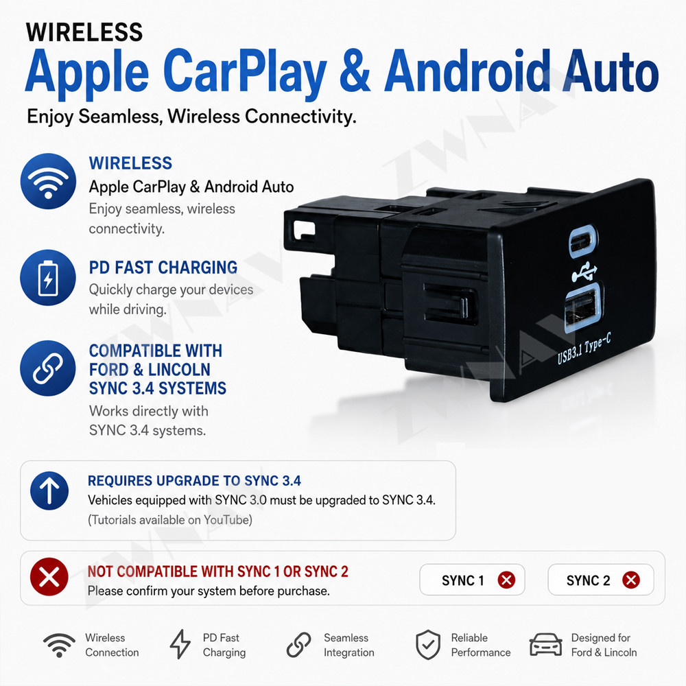 Wireless CarPlay Android Auto  - огляд і ціна Usb Hub Type C
